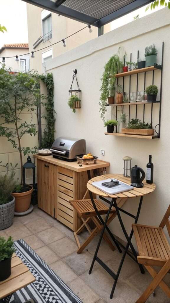 Compact BBQ kitchen nook designed for a small yard