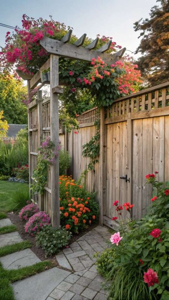 DIY garden trellis with climbing vines