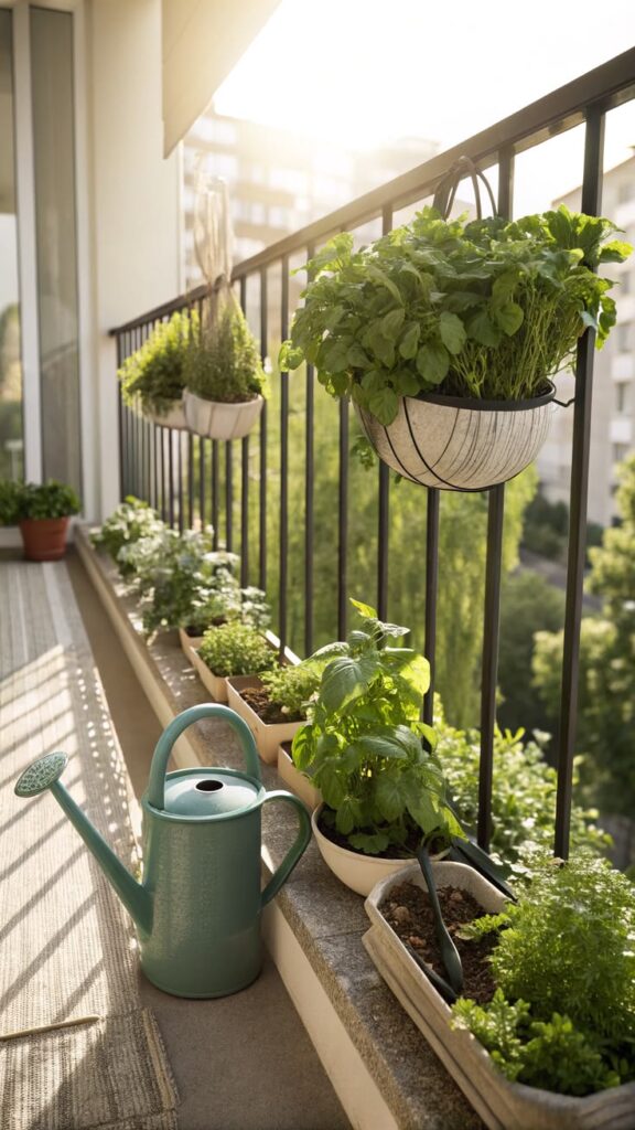 Hang a Floating Herb Garden Near the Railing