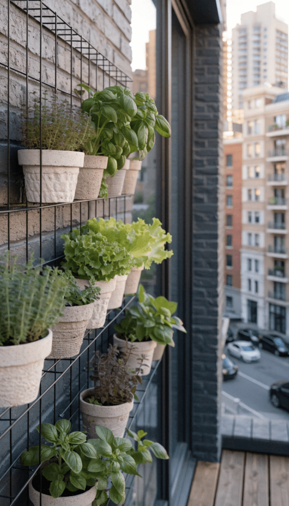 Wall-Mounted Planter Grid (Modern & Organized)