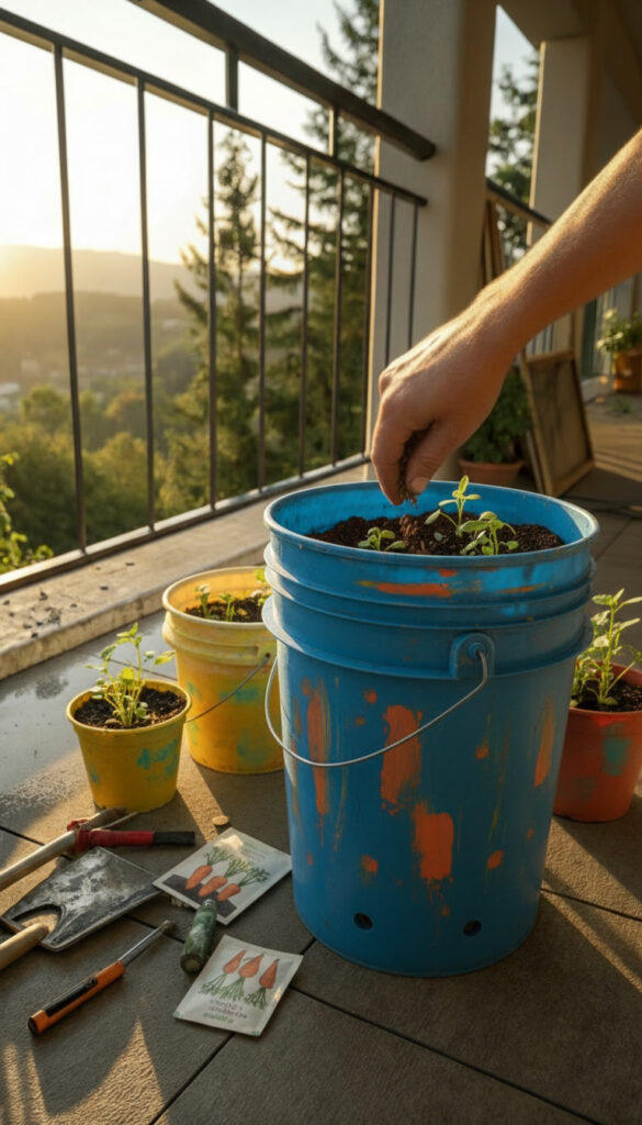 Painted Bucket Garden (Make It Aesthetic)